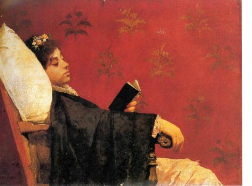 10. Gioacchino Toma, Donna che legge sdraiata, Olio su tela, da